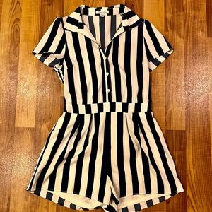 Unique Vintage Retro Stripe Romper Size L